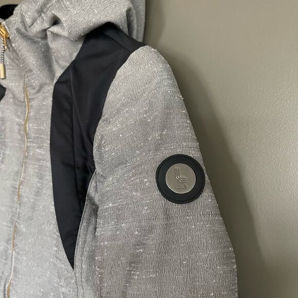 Lole Shine Jacket in Meteor Reversible Down Puffer Parka Size XS Grey Black Warm - Picture 12 of 16